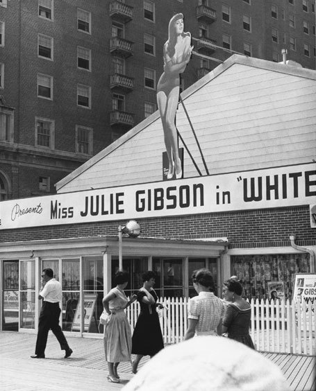 kdo:  Julie Gibson appears in the play: “WHITE CARGO”, as staged by ‘The Kenley Players’.. The theatre shown here, was located on the boardwalk in Atlantic City, New Jersey.. Source:  http://www.richartgraphics.com/ 