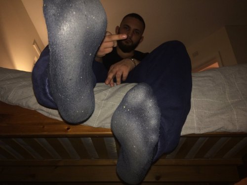 sockjersey:  Love dusty black socks showing off sole and toe