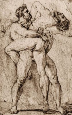 Hercules strangling Antaeus. Louis Charles Couder. french. 1790-1873.