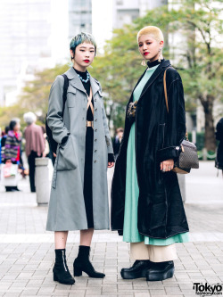 tokyo-fashion:  Saki and Rabu on the street in Tokyo with short