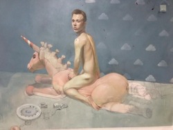 nihilnovosubsole:  Licorne, autoportrait, huile sur toile et