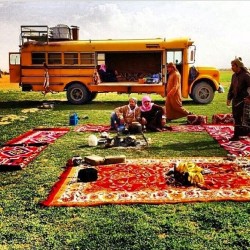saudiretrocars:  Camping with a school bus! كشتة الباص!