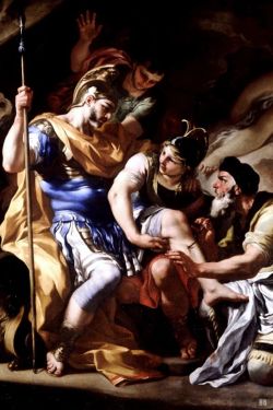Detail : Venus and Lapyx tending the wounded Aeneas. 1695. Francesco