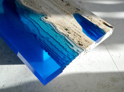 itscolossal:  Cut Travertine Marble and Resin Merge to Create