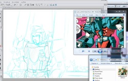 Working on the cover of my new doujin for Botcon/Anime Expo 2014,