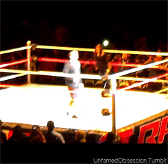 untamedobsession:  CM Punk mocks AJ’s skipping at house show..