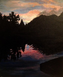 thatssojohnnysnow:  Shawnigan at Sunrise  Acrylic paints, 2 hrs