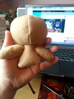 Hanging out with my bud via Livestream and sewing a Cecil plush.