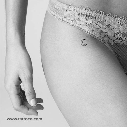 officiallittletattoos:Crescent moon outline temporary tattoo,