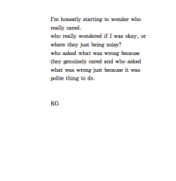 memoriesrecollected:  im starting to wonder // KG