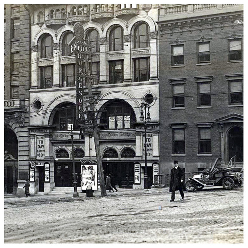 Vintage photo dated from the 1920’s features the facade and marquee of the ‘EMPIRE Burlesque’ theatre.. Sadly, it’s since been torn down. But it once existed at 102 State Street; in downtown Albany, New York..