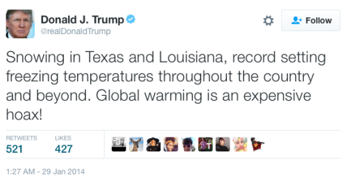 fakenerdboy:  micdotcom:  Trump tried to pretend he never said climate change is a Chinese hoax In 2012, Trump did, in fact, perpetuate the notion that climate change is a hoax created by the Chinese in a tweet. He has since claimed that it wasÂ â€œa
