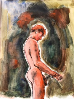 artfreyparis:Lad Thoughts by Richard VyseIndian ink/watercolor