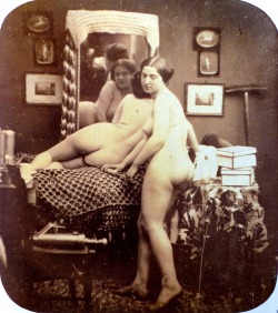 chubachus:  Daguerreotype portrait of two nude women, c. 1850′s.