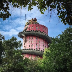 itscolossal:  A 17-Story Dragon Climbs Thailand’s Pink 80-Meter
