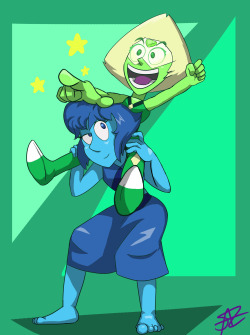 cosmicsix:    An art trade with Lewis of Lapis and Peridot from