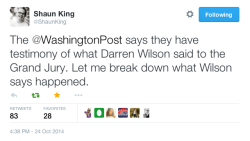 justice4mikebrown:  Shaun King breaks down Darren Wilson’s