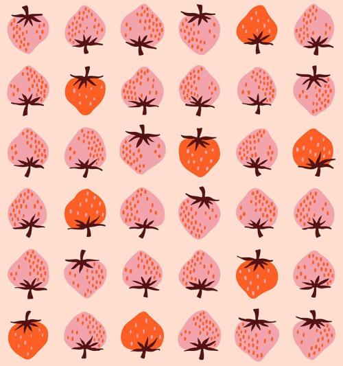 littlealienproducts:  Strawberries in Peach - Darlings Fabric