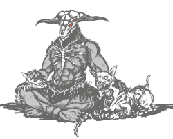 deepfriedthingsstuff:  A gentle demon and his loving pets.(Totally