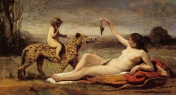 saint-turpentine: Bacchante with a Panther (1860) Camille Corot