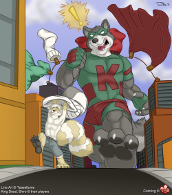 King Dead commissioned me to color and shade this pic he got from Teaselbone. Looks like the huge superhero got a sock stolen from him by Shiro&hellip;I bet the big wolf hates laundry day.The original line art for this image can be viewed by clicking