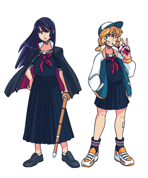 priichu:  I forgot to post these here! A sukeban redraw and four