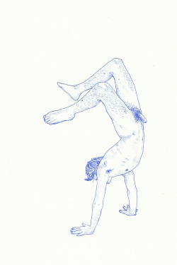 lesgarconsbleus:“Seb”Blue ball penGrained paperA4 - 21x29,7