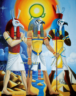 scarletsocietate:  Image:   Egyptian Ra, Horus and Set by sjoseph  The arts posted in this social profile are not directly related with our society. Politics, sensationalism, homophobia and racism is completely contrary to the practice and teachings of