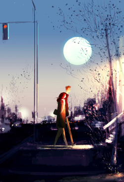 pascalcampion:  Early moon. #pascalcampionart. When I was younger,