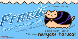 akatsukii:  Free! Swimming Kitties (pusheen) Requested by ichij0u
