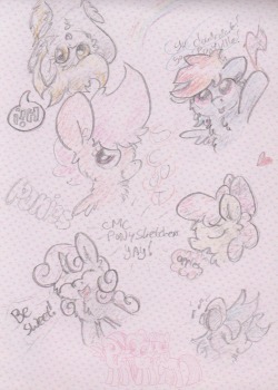 slightlyshade:  Here’s a page of pony sketches while I depart