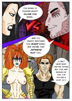 Kate Five vs Symbiote comic Page 183Kate and Big Red square off