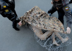valkania:  Russian art student Peter Pavlesnkiy wrapped himself