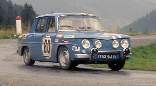 carsthatnevermadeit:  Renault 8 Gordini Rally, taking part in (from top): 1965Â Tour de Corse, 1969Â Coupe des Alpes (2),Â 1970 MonteÂ­ Carlo Rally and in preparation for theÂ 2014 Â­Rallye Monte Â­Carlo historique