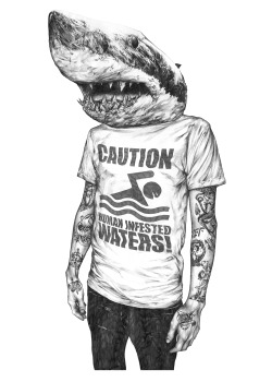 eatsleepdraw:  Shark Boy T Shirt Art, A2 cartridge paper with