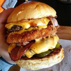 yummyfoooooood:  Bacon Double Cheeseburger with Crispy Cheese