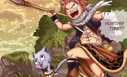 tartatail:  Stone Age Omake - Natsu & Lucy & Happy 