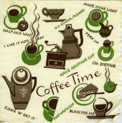 phasesphrasesphotos:  Vintage ‘Coffee Time’ Napkin 