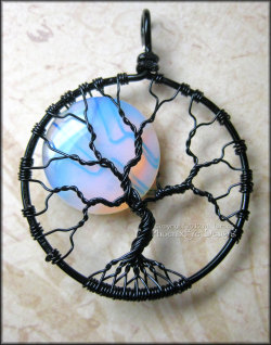 wickedclothes:  Rainbow Moonstone Tree Of Life / Full Moon Necklace