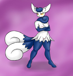 ltartzone:  I really like Meowstic so I drew a pokemorph version of one :3