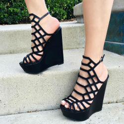 catch-the-fire: Cutout Platform Slingback Wedge Sandals