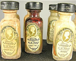 sixpenceee:  Mortuary Makeup Jars from 1936