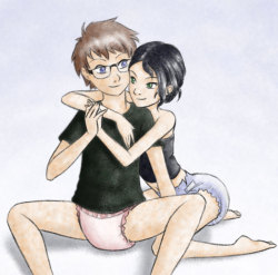 diapersanddeagles:  dreamiedaddy:  A cute diaper loving couple by EllieNoodleSoup on DeviantArt.   I wish that was me