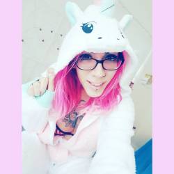 I’m a unicorn! #onesie #cute #girls #pinkhair #girlswithtattoos