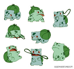 bluekomadori:A commission of Bulbasaur & its evolutions for Carlos