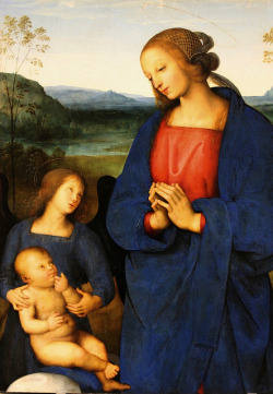 Pietro Perugino. Virgin and Child with Angels. c.1496-1500. detail