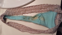 Anon submitted: Her weekend panty.  She became wet several times.  You better believe they smelled amazing.