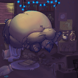 ghostbellies:  Commission for otterlyhuge! Koda awakens from