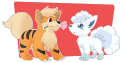 washumow:  With the new alola vulpix my vulpix x growlithe |