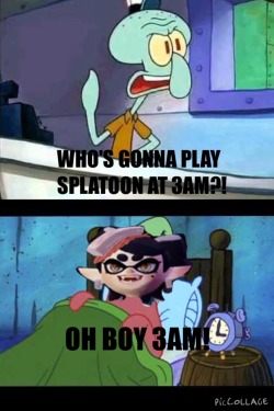 fluffylittlefurret:  Me in every splatfest   I almost never stop!